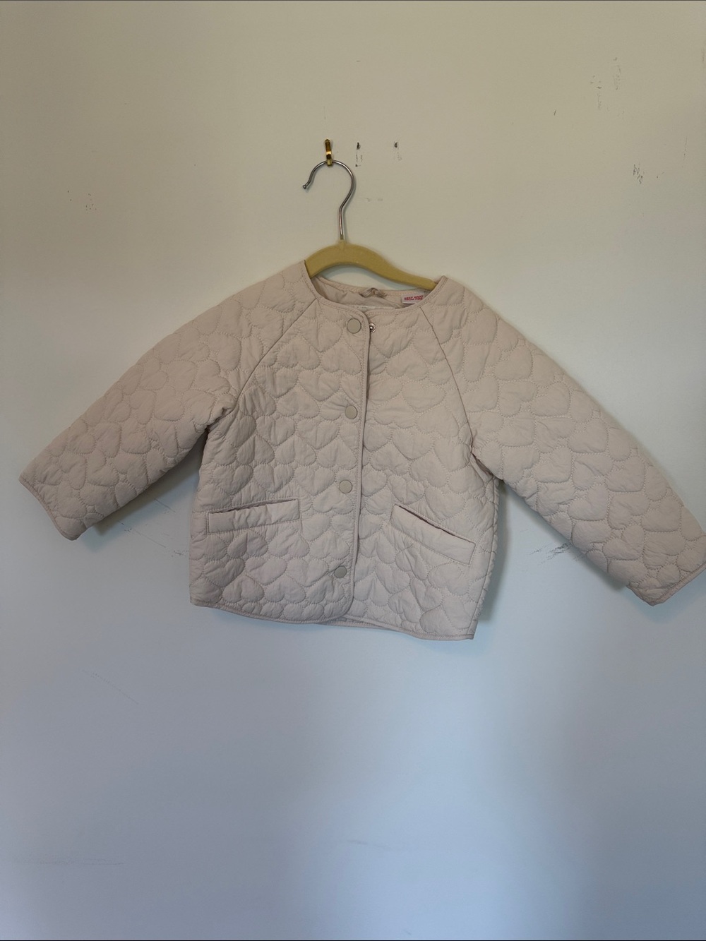 Zara Quilted Snap-Front Jacket in cream - size 3